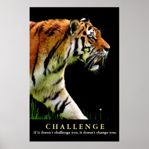 Poster Devis du défi du tigre motivationnel