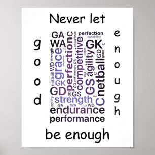 Poster Devis Motivationnel De Netball Word Art