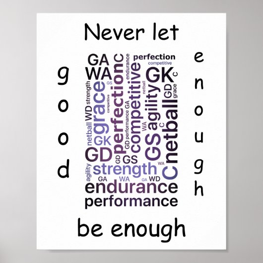 Poster Devis Motivationnel De Netball Word Art (Devant)