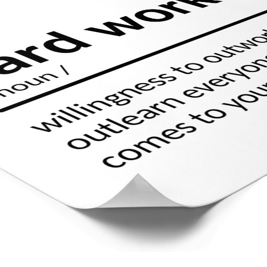 Poster Devis motivationnel du travail difficile (Coin)