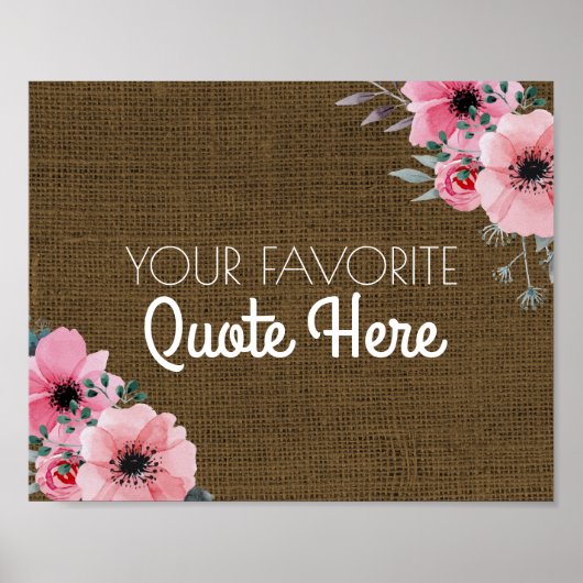 Poster Devis personnalisé | Panneau Floral Rustique Burla (Devant)