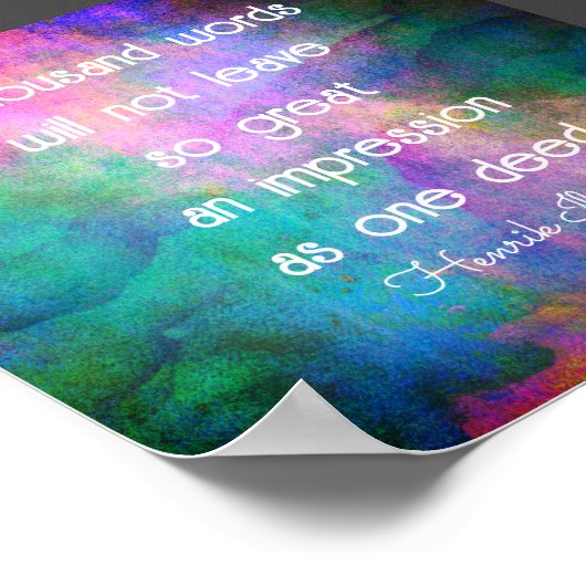 Poster devis positif mille mots turquoise & pourpre (Coin)