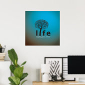 Poster Devis turquoise Inspirational Life Tree (Bureau à domicile)