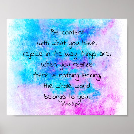 Poster devis zen du bonheur sur turquoise et violet (Devant)