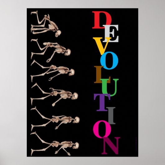 Poster "Devolution", funny, humor, parody of evolution (Devant)
