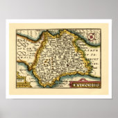 Poster Devon (Devonshire) Comté Angleterre Carte des Anti (Devant)