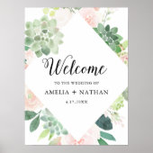 Poster DEVON Succulent Mariage de verdure Bienvenue 18x24 (Devant)