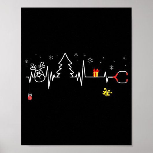 Poster Devoxtee Christmas Tree Heartbeat Funny Christmas (Devant)
