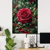 Poster Dew Rose Luxe Macro Bloom (Bureau à domicile)