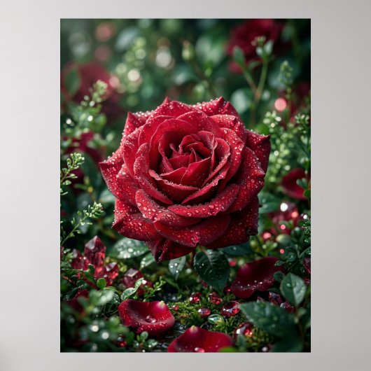 Poster Dew Rose Luxe Macro Bloom (Devant)