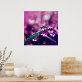 Poster Dew sur la feuille rose violet Macro Abstrait (Cuisine)