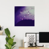 Poster Dewdrops on Purple Green Leaf Macro Abstrait (Bureau à domicile)