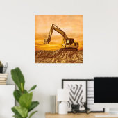 Poster d'excavateur - Équipement lourd au coucher  (Bureau à domicile)