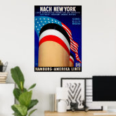 Poster d'expédition vintage Hamburg Amerika (Bureau à domicile)