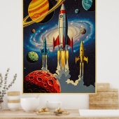 Poster d'exploration de l'âge de l'espace rétro av (Cuisine)