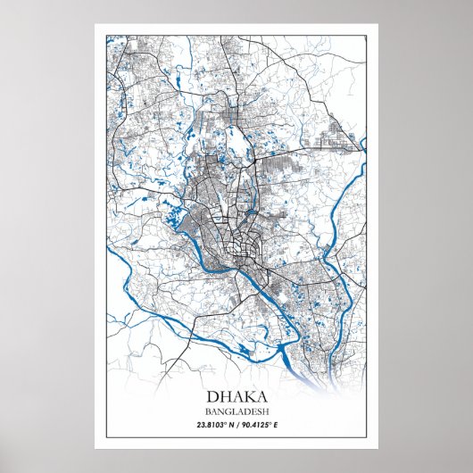 Poster Dhaka Bangladesh City Map Voyage Simple Minimal (Devant)