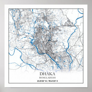 Poster Dhaka Bangladesh City Map Voyage Simple Minimal