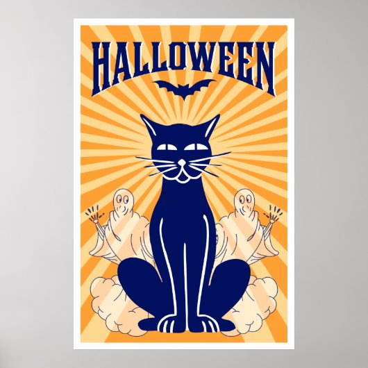 Poster d'Halloween Cat and Ghosts (Devant)