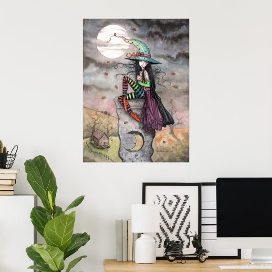 Poster d'Halloween Chat de sorcière enchantée Octo (Bureau à domicile)