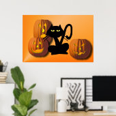 Poster d'Halloween en noir clair Kitty (Bureau à domicile)