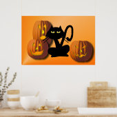 Poster d'Halloween en noir clair Kitty (Cuisine)
