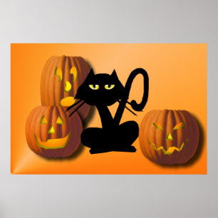 Poster d'Halloween en noir clair Kitty