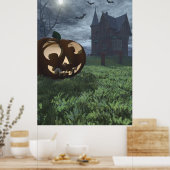 Poster d'Halloween Jack-O-Lantern et Haunted House (Cuisine)