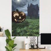 Poster d'Halloween Jack-O-Lantern et Haunted House (Bureau à domicile)