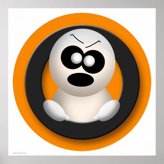 Poster d'Halloween Orange Ghost mignon (Devant)