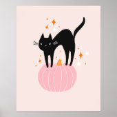 Poster d'Halloween rose Chat Noir (Devant)