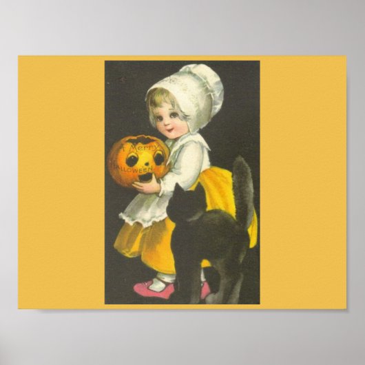 Poster d'Halloween Vintage pour fille Citrouille n (Devant)