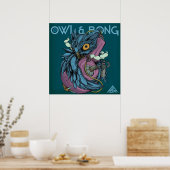 POSTER d'hibou et de bong (bleu) (Cuisine)