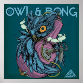 POSTER d'hibou et de bong (bleu) (Devant)