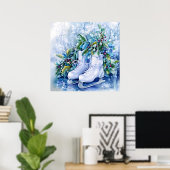 Poster d'hiver bleu (Bureau à domicile)