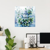 Poster d'hiver bleu (Bureau à domicile)