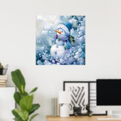 Poster d'hiver bleu (Bureau à domicile)