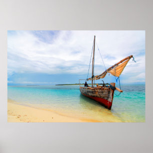 Poster Dhow traditionnel, Zanzibar, Tanzanie