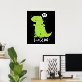 Poster Di-no-saur Blagues de dinosaure drôle Fond sombre (Bureau à domicile)