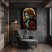 Poster Dia de Los Muertos Art - Halloween Vintage