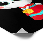 Poster Dia De Los Muertos Cute Bunny Robe Rouge Mexicaine (Coin)