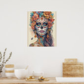 Poster Dia de los Muertos Elégance : Maquillage crâne de (Cuisine)