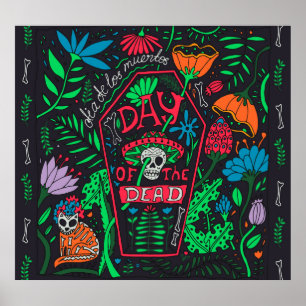 Poster Dia de los Muertos : Jeu de cartes de fête