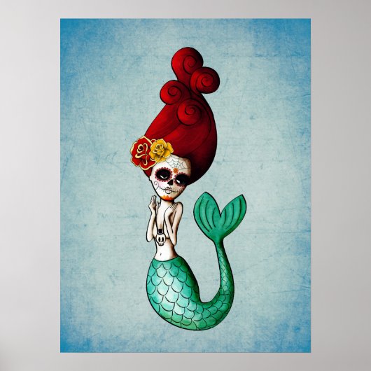 Poster Dia de Los Muertos La Catrina Mermaid (Devant)