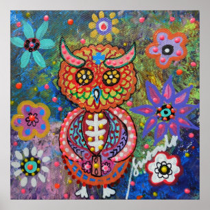Poster Dia de los Muertos Owl