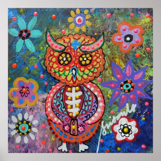 Poster Dia de los Muertos Owl (Devant)