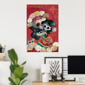 Poster Dia de Los Muertos Skeletons Mère et fille (Bureau à domicile)