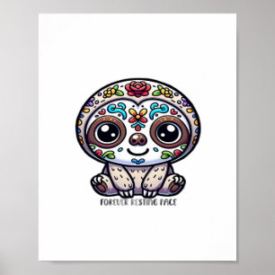 Poster Dia De Los Muertos Sloth T-Shirt Actif
