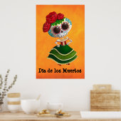 Poster Dia de Muertos Mexicaine Miss Mort (Cuisine)