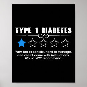 Poster Diabète de type un une étoile T1d Mois de la sensi