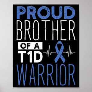 Poster Diabète Fier Frère D'Un Guerrier T1D Soutien Mo